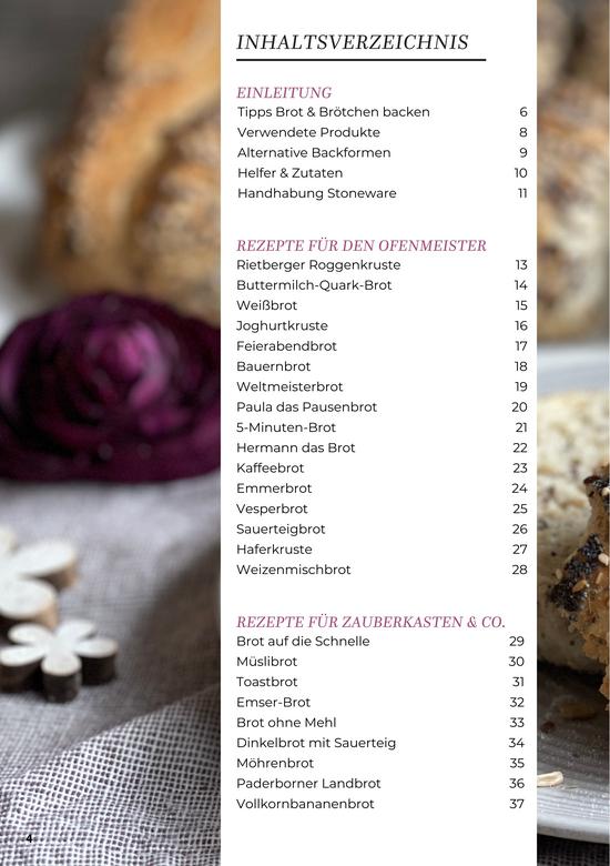 Inhaltsverzeichnis 1 - Brot und Brötchen Rezeptheft Band 1 von Pampered Chef® 