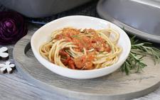 Pasta angerichtet für Rezept Ofen-Spaghetti aus dem Ofenmeister 
