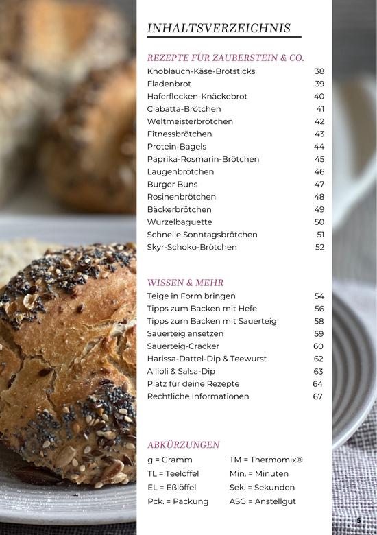 Inhaltsverzeichnis 2 - Brot und Brötchen Rezeptheft Band 1 von Pampered Chef® 