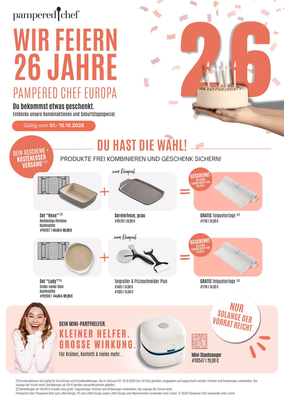 Pampered Chef® Geburtstagsangebote und Ergänzungen im Oktober 2026 
