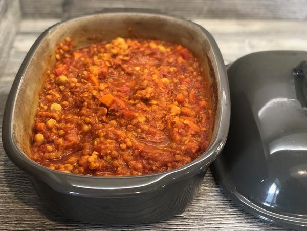 Indisches Curry fertig gegart im Ofenmeister von Pampered Chef® 