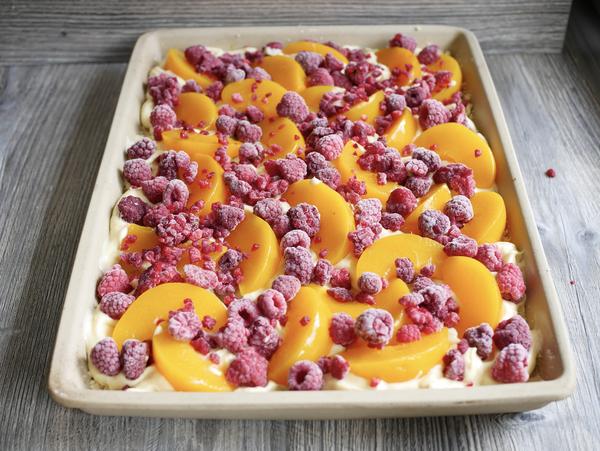 Obstbelag für Rezept Pfirsich Melba Kuchen vom großen Ofenzauberer von pc