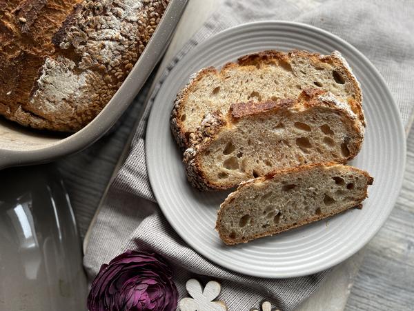 Brotscheiben- Rezept Dinkel-Sesam-Brot aus dem Ofenmeister von Pampered Chef® 