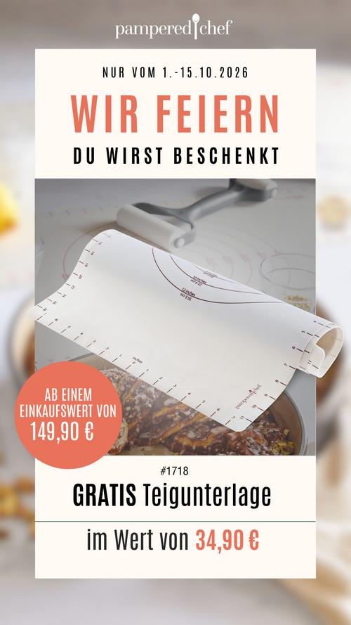 Pampered Chef® Kundenaktion Oktober 2026 - Gratis Teigunterlage ab 149,90 €