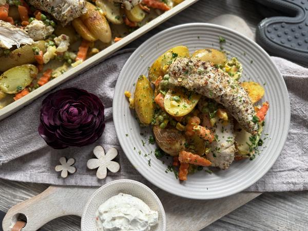Portion - Gemüse-Kartoffel-Blech Rezept - Großer Ofenzauberer 