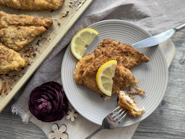 Hähnchenschnitzel Rezept - Schritt 5 Portion - Hähnchenschnitzel Rezept - Großer Ofenzauberer