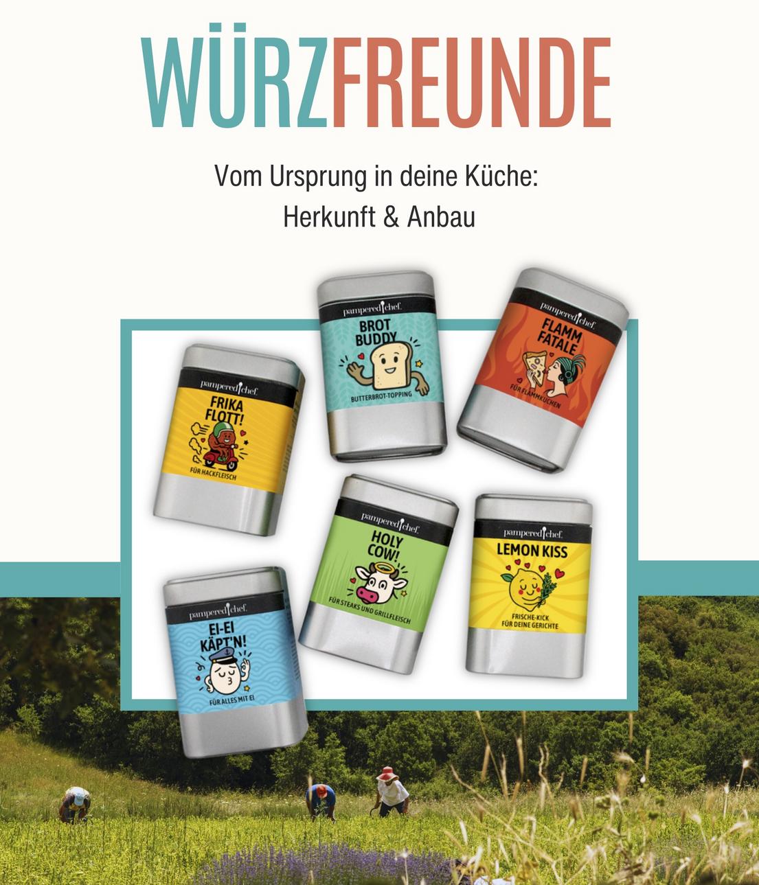 Cover Handbuch Würzfreunde mit 6 Gewürzen von Pampered Chef® 