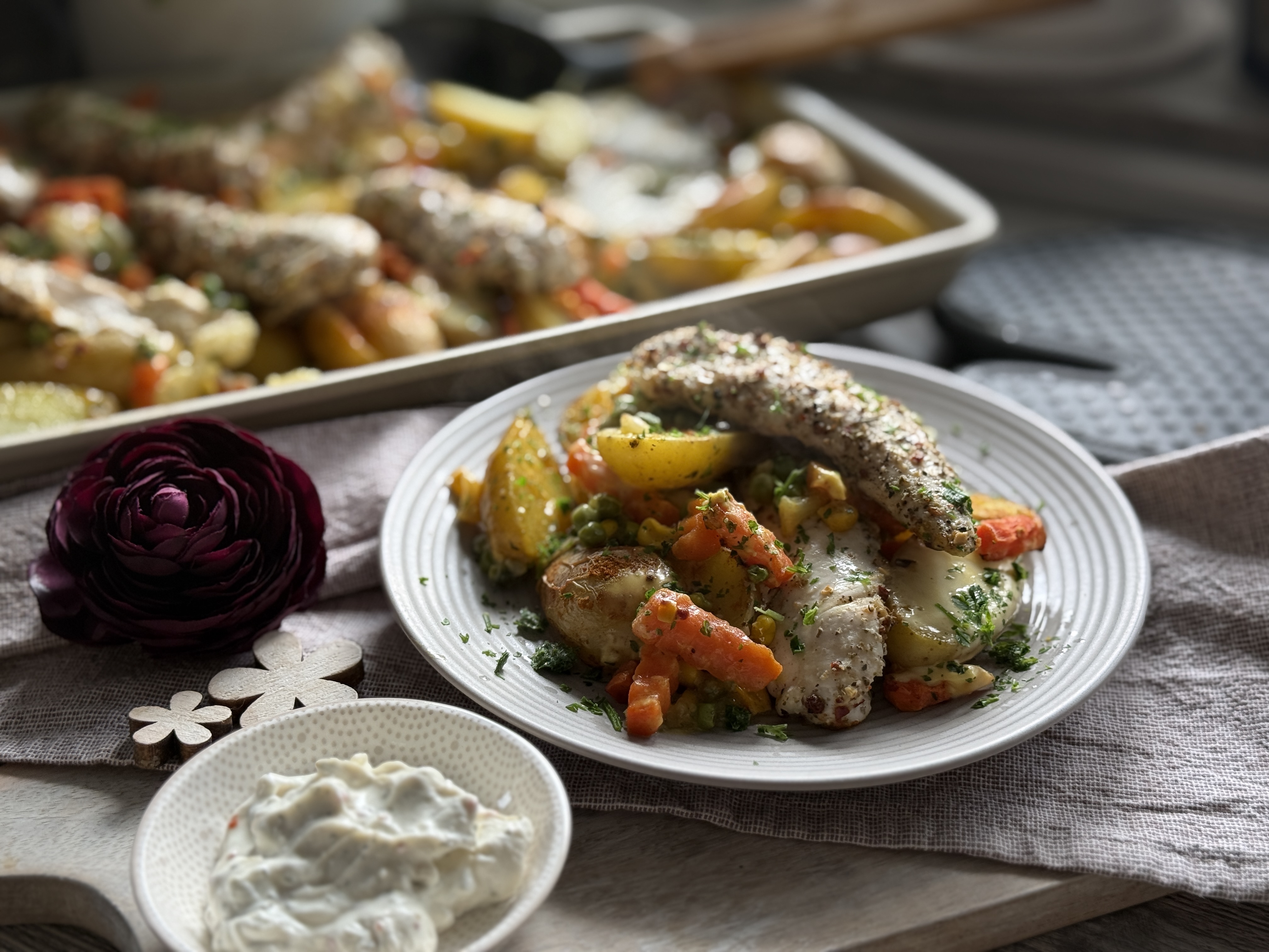 Hähnchen-Gemüse-Blech