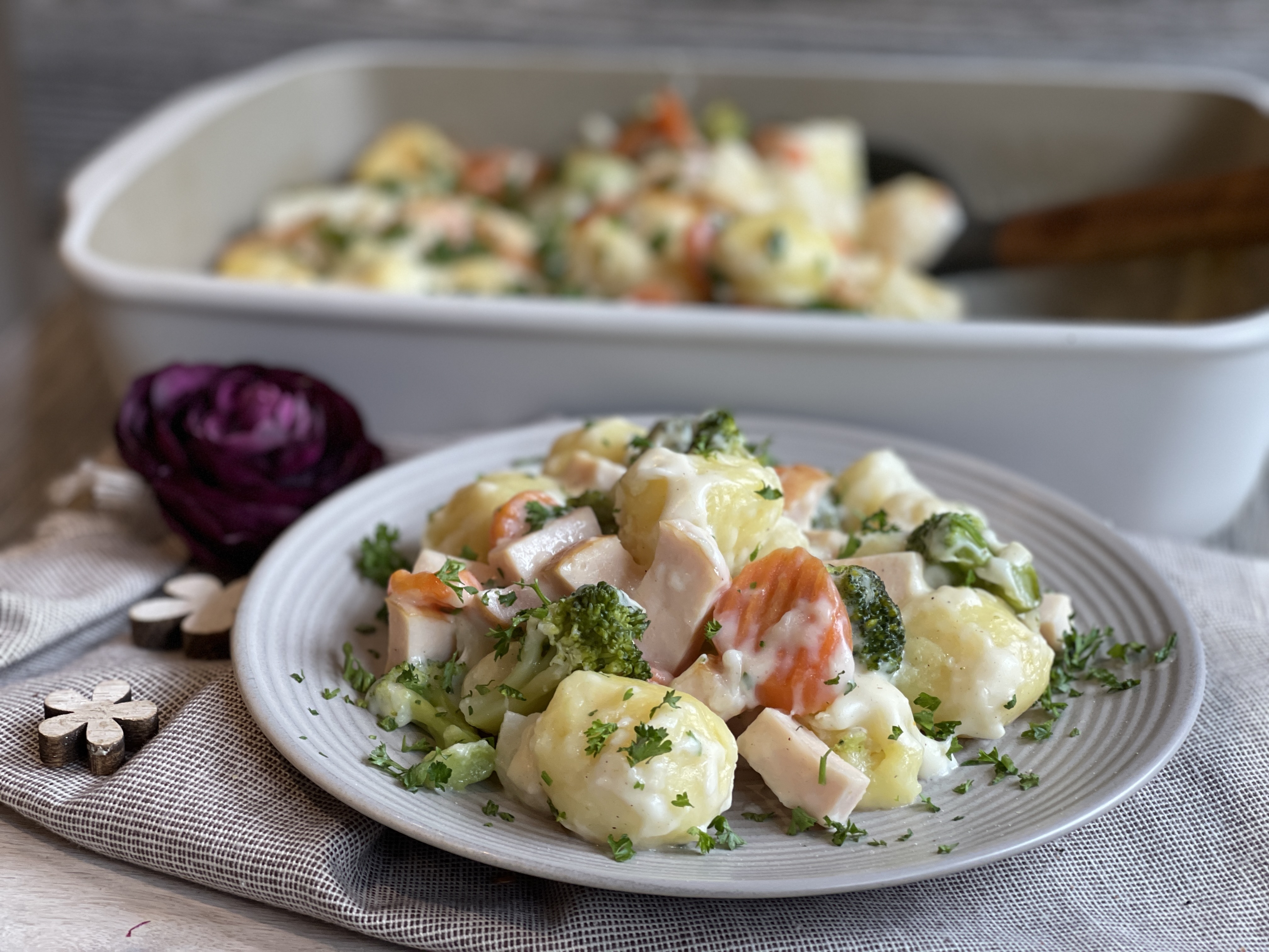 Knödel-Kassler-Auflauf